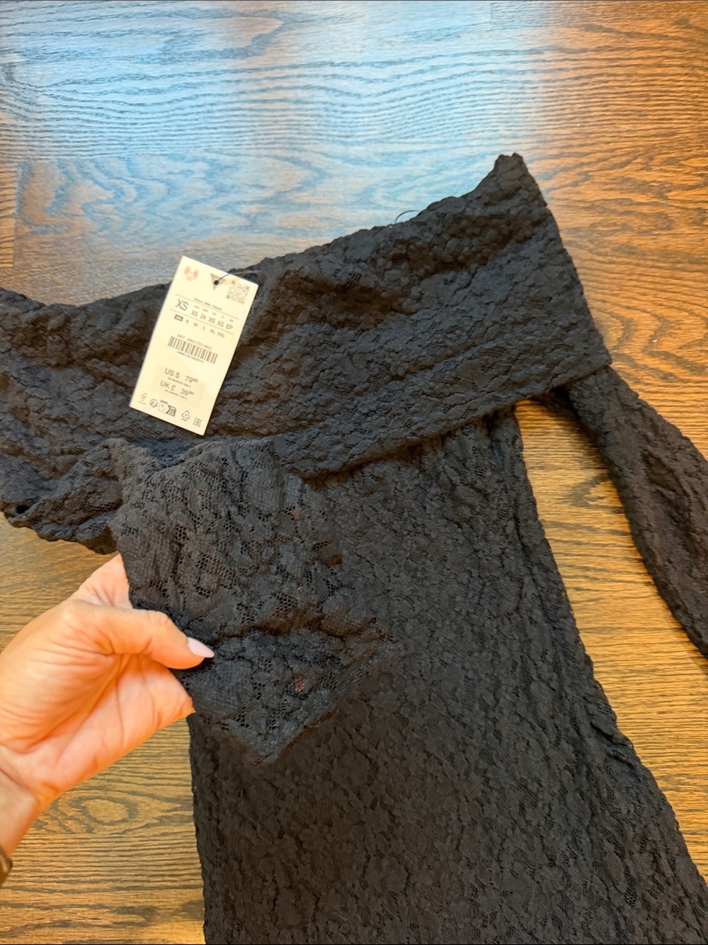 Zara Off-Shoulder Black Lace Maxi Dress xs - Picture 4 of 4